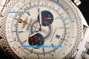 Breitling Bentley Supersports Chronograph Miyota Quartz Movement Full Steel with White Dial and Stick Markers