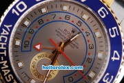 Rolex Yacht-Master II Oyster Perpetual Swiss ETA 2813 Automatic Two Tone ETA Case with Blue Bezel and Grey Dial