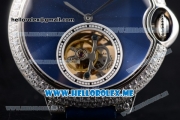 Cartier Ballon Bleu de Cartier Flying Tourbillon Swiss Tourbillon Manual Winding Steel Case with Blue Dial and Blue Leather Strap