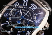 Franck Muller Chronograph Swiss Quartz Movement Full Steel with Black Dial and White Arabic Numerals