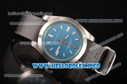 Rolex Milgauss Asia Automatic Steel Case with Blue Dial and Grey Nylon Strap - White Stick Markers