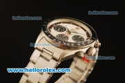 Rolex Daytona Vintage Chronograph Swiss Valjoux 7750 Steel Case/Strap with White Dial and Stick Markers