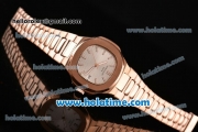 Patek Philippe Nautilus Automatic Full Rose Gold with White Dial and Stick Markers
