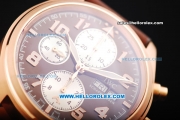 IWC Pilot's Watch Chronograph Swiss Valjoux 7750 Automatic Movement Rose Gold Case with Brown Dial and Brown Leather Strap