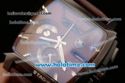 Tag Heuer Monaco LS Chrono Swiss Valjoux 7750 Automatic PVD Case with Brown Dial Stick Markers and Brown Leather Bracelet