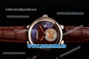 Cartier Rotonde De Swiss Quartz Steel Case with Brown Guilloche Dial and Brown Leather Strap