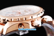 Breitling For Bentley Chronograph Quartz Movement with White Dial and Rose Gold Honeycomb Bezel-Gold band