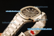 Patek Philippe Nautilus Swiss Quartz Movement Diamond Bezel with Grey Dial and White Stick Markers
