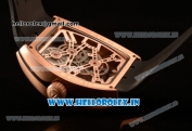 Franck Muller Vanguard Miyota Automatic Copy Tourbillon Rose Gold Case With Skeleton Dial Leather/Rubber Strap