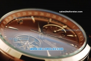 Jaeger Lecoultre Master Tourbillon Automatic Movement Brown Dial and Leather Strap with Silver Arrow Markers