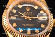 Rolex Day-Date Asia 2813/Swiss ETA 2836/Clone Rolex 3135 Automatic Yellow Gold Case with Diamonds Markers and Black Dial (BP)