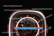 SevenFriday P3-BB Japanese Miyota 8215 Automatic Steel Case with Skeleton Dial and Black Leather Strap