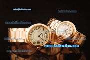 Cartier Ballon Bleu De Swiss ETA Quartz Full Rose Gold with Beige Dial and Roman Markers