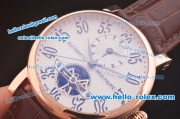 Patek Philippe Tourbillon Automatic Rose Gold Case with White Dial and Brown Leather Strap
