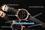 IWC Portuguese Automatic Movement Rose Gold Case with Black Dial and Black Leather Strap