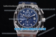 Audemars Piguet Royal Oak Offshore Juan Pablo Montoya Chronograph Swiss Valjoux 7750 Automatic Steel Case with Blue Dial Stick Markers and Blue Lether Strap - 1:1 (J12)