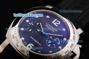 Panerai Luminor Regatta Pam 308 Automatic Movement Blue Dial with Green Dot Markers and Black Rubber Strap