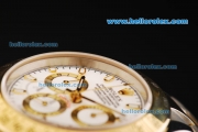 Rolex Daytona Chronograph Swiss Valjoux 7750 Automatic Movement Steel Case with White Dial and Gold Bezel-Two Tone Strap