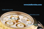 Rolex Daytona Chronograph Swiss Valjoux 7750 Automatic Movement Steel Case with White Dial and Gold Bezel-Two Tone Strap