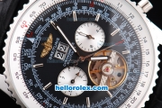 Breitling Navitimer Tourbillon Automatic Movement Black Dial with Silver Stick Marking and Black Leather Strap