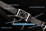 Franck Muller Long Island Asia 2813 Automatic Steel Case with White Arabic Numeral Markers and Black Dial