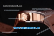 Richard Mille RM052 Miyota 9015 Automatic PVD/Rose Gold Case with Skull Dial and Dot Markers Brown Rubber Strap