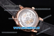 Glashutte Senator Automatic Miyota 9015 Automatic Rose Gold Case with White Dial Diamonds Bezel and Black Leather Strap