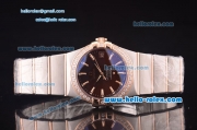 Omega Constellation Co-Axial Swiss ETA 2824 Automatic Steel Case with Rose Gold/Diamond Bezel and Brown Dial