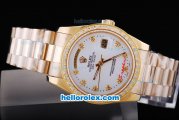 Rolex Day-Date Automatic Full Gold with Diamond Bezel-White Dial