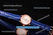 Rolex Cellini Time Asia 2813 Automatic Rose Gold Case with Beige Dial Blue Leather Strap and Stick Markers