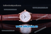 Rolex Cellini Time Asia 2813 Automatic Rose Gold Case with White Dial Brown Leather Strap and Stick Markers