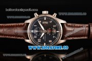 IWC Pilot's Watch Chrono Swiss Valjoux 7750 Automatic Steel Case with Grey Dial and Brown Leather Strap - White Arabic Numeral Markers (BP)