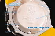 Hublot King Power Ferrari Chrono Miyota OS20 Quartz Steel Case with White Rubber Strap Yellow Dial