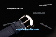 Franck Muller Heart Swiss Quartz Steel Case with Blue Leather Strap Diamond Bezel and White Dial - ETA Coating
