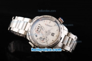 Tag Heuer Carrera Calibre 36 Swiss Valjoux 7750 Automatic Movement Full Steel with Silver Stick Markers and White Dial