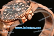 Rolex GMT-Master II Oyster Perpetual Swiss ETA 2836 Automatic Movement Full Rose Gold with Black Bezel and Black Dial