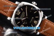 Panerai Radiomir 1940 3 Days GMT Asia ST25 Automatic Steel Case with Black Dial and Brown Leather Strap Stick/Arabic Numeral Markers