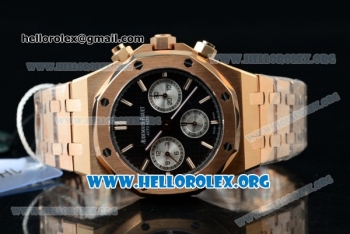 Audemars Piguet Royal Oak 41MM Chronograph Swiss Valjoux 7750 Automatic Rose Gold Case/Bracelet with Black Dial (EF)