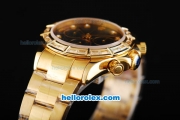 Rolex Daytona Swiss Valjoux 7750 Automatic Movement Full Gold with Diamond Bezel and Black MOP Dial-Diamond Markers