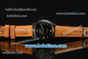 Panerai Luminor 1950 3 Days GMT PAM 00441 Clone P.9000 Automatic Titanium Case with Black Dial and Yellow Arabic Numeral Markers - 1:1 Original