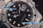 Rolex GMT-Master II Swiss ETA 2836 Automatic Diamond Bezel with Black Dial and Diamond Bracelet