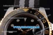 Rolex GMT-Master II Asia 2813 Automatic Steel Case with Black Dial and Grey/Black Nylon Strap Dot Markers