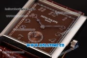 Patek Philippe Gondolo Miyota 1L45 Quartz Steel Case with Coffee Dial and Arabic Numeral Markers