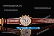 Longines Master Moonphase Chrono Swiss Valjoux 7751 Automatic Steel Case with Yellow Gold Bezel Arabic Numeral Markers and White Dial - 1:1 Original