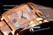 Patek Philippe Twenty-4 Swiss Quartz Rose Gold Case with Brown Leather Strap and Diamond/MOP Dial