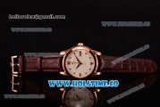 Vacheron Constantin Patrimony Miyota 9015 Automatic Rose Gold Case with White Dial Diamonds/Roman Numeral Makrers and Brown Leather Strap (YR)