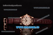 Vacheron Constantin Patrimony Miyota 9015 Automatic Rose Gold Case with White Dial Diamonds/Roman Numeral Makrers and Brown Leather Strap (YR)