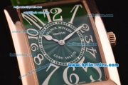 Franck Muller Long Island Swiss Quartz Rose Gold Case Rose Gold Bezel with Green Leather Strap and Green Dial