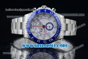 Rolex Yacht-Master II Chrono Swiss Valjoux 7750 Automatic Steel Case with White Dial Blue Bezel and Stainless Steel Bracelet - (BP)
