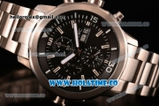 IWC Aquatimer Chronograph Miyota Quartz Full Steel with Black Dial and Stick Markers